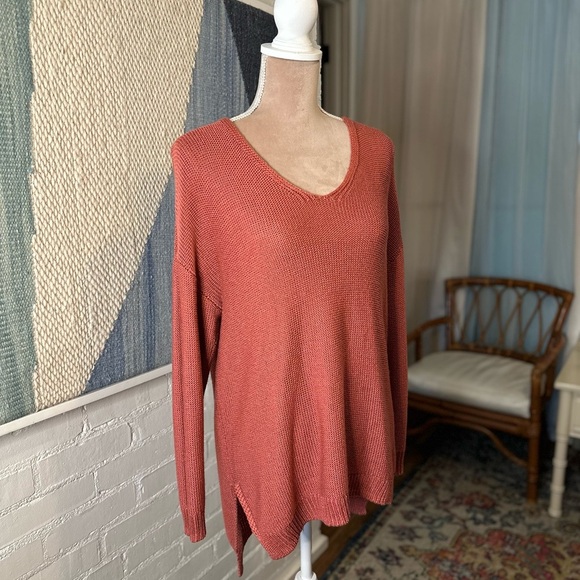 Workshop Republic Clothing Salmon Pink Wool Blend Crochet Sweater - Picture 5 of 11